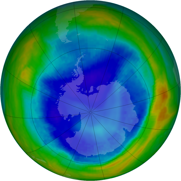 Antarctic ozone map for 27 August 2003